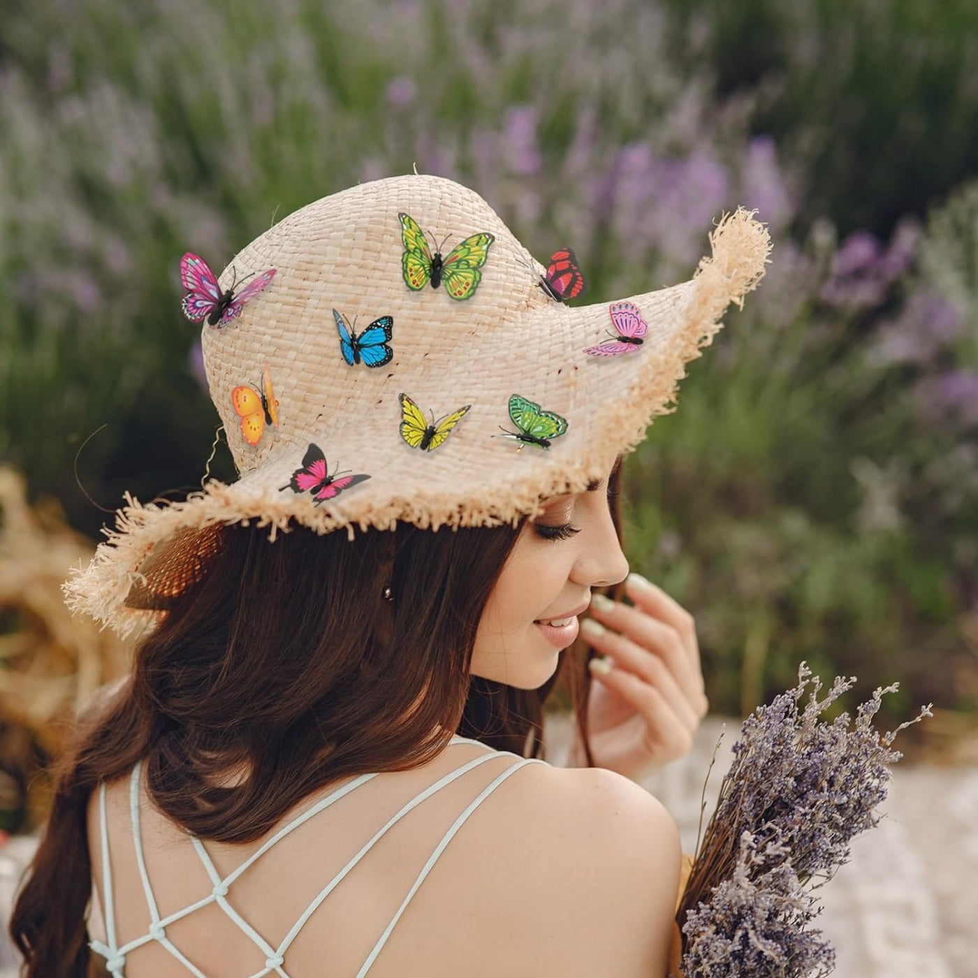 20 pièces décoration papillons avec épingles à nourrice, broche papillon en PVC