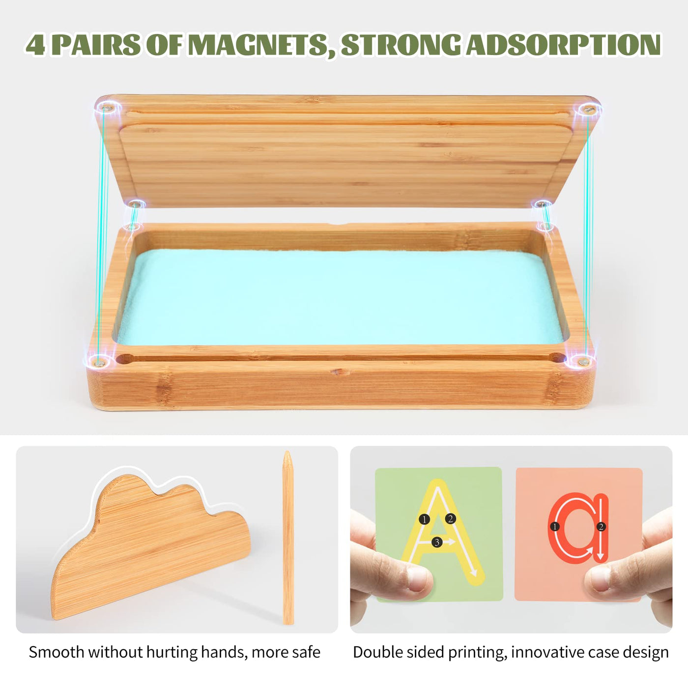 Training letters and drawing toy wooden sand table Learning toy for early motor development in children