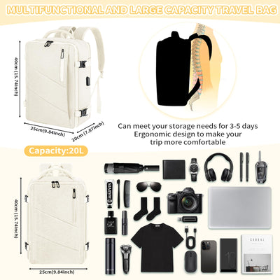 Hand Luggage Backpack Laptop Waterproof, Travel Backpack Hand Luggage Airplane Large, With USB Port