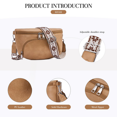 Sac à bandoulière, sac à bandoulière en cuir végétal, sac à bandoulière pour dames, pochette de poitrine avec fente pour carte et blocage RFID, détachable et ajustable