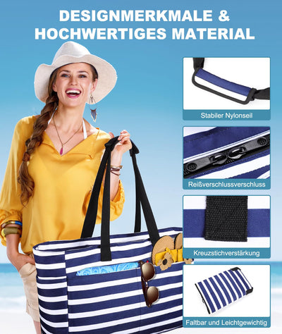Grand sac de plage avec fermeture éclair