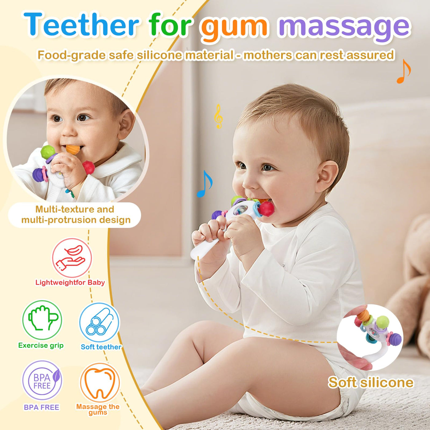 Hochet de qualité - anneau de dentition - BPA