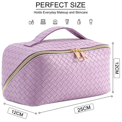 Sac cosmétique de voyage, trousse de beauté en cuir PU, grande trousse de maquillage