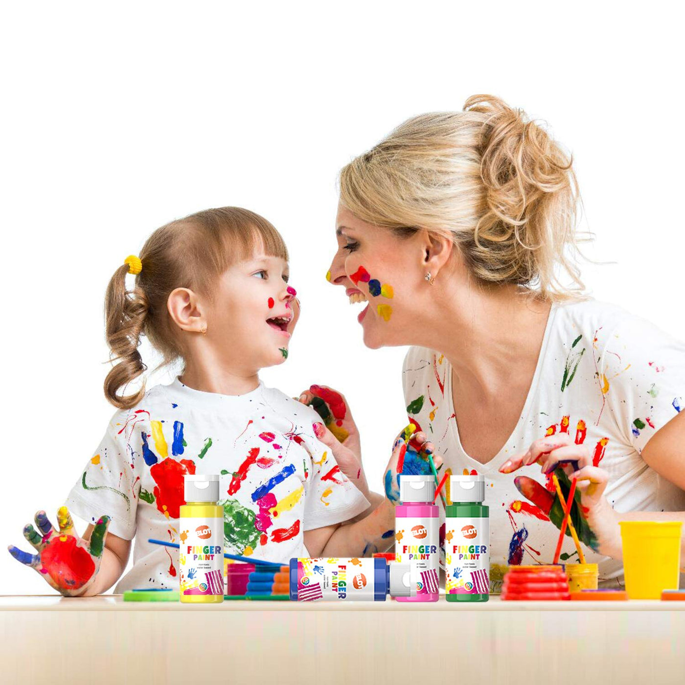 Peintures au doigt pour enfants Non-toxiques Peintures au doigt lavables avec pinceau