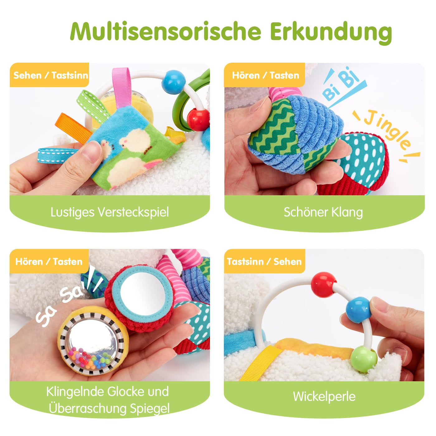 Jouet bébé peluche mouton, jouet de dentition sans BPA pour les jouets bébé