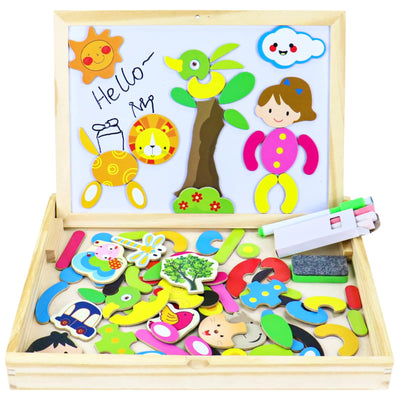 Magnetic board children toys ,Magnetic wooden puzzle puzzle from 3 with double-sided board magnetic game wooden toy