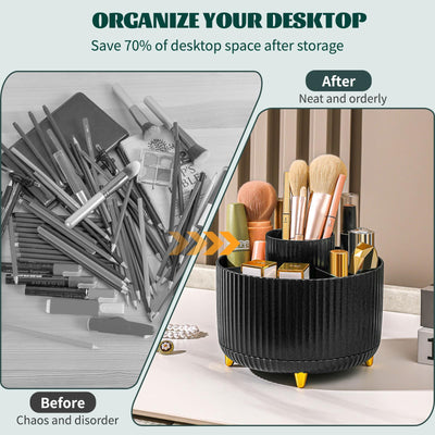 360° Make up Organizer, Brush Holder Cosmetic Storage with 5 compartments