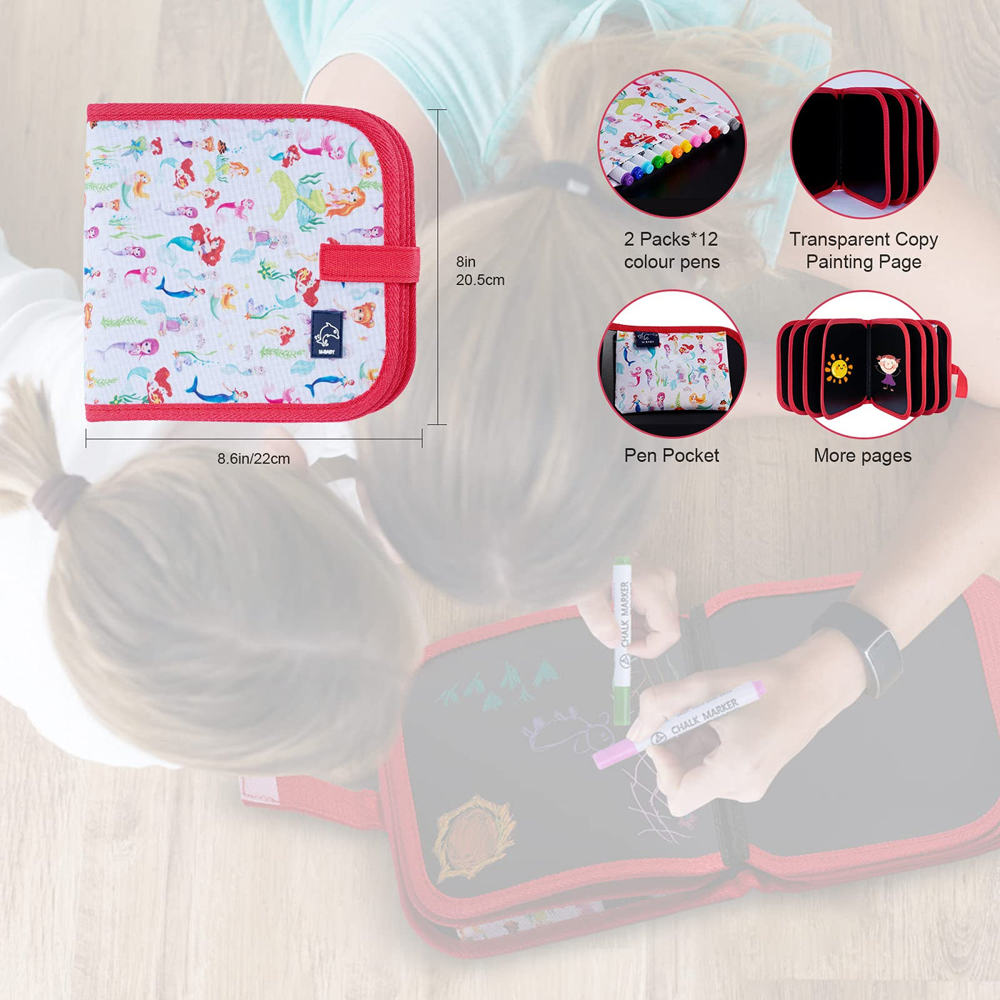 Wipe-off coloring book for children, portable graffiti drawing board