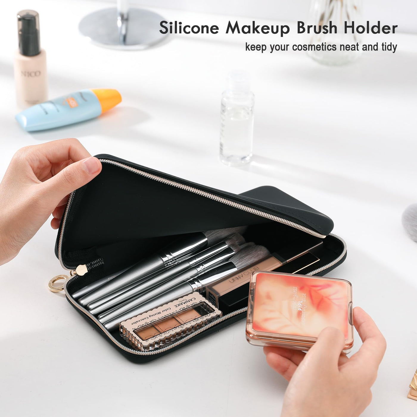 Organisateur de pinceaux de maquillage pour le voyage