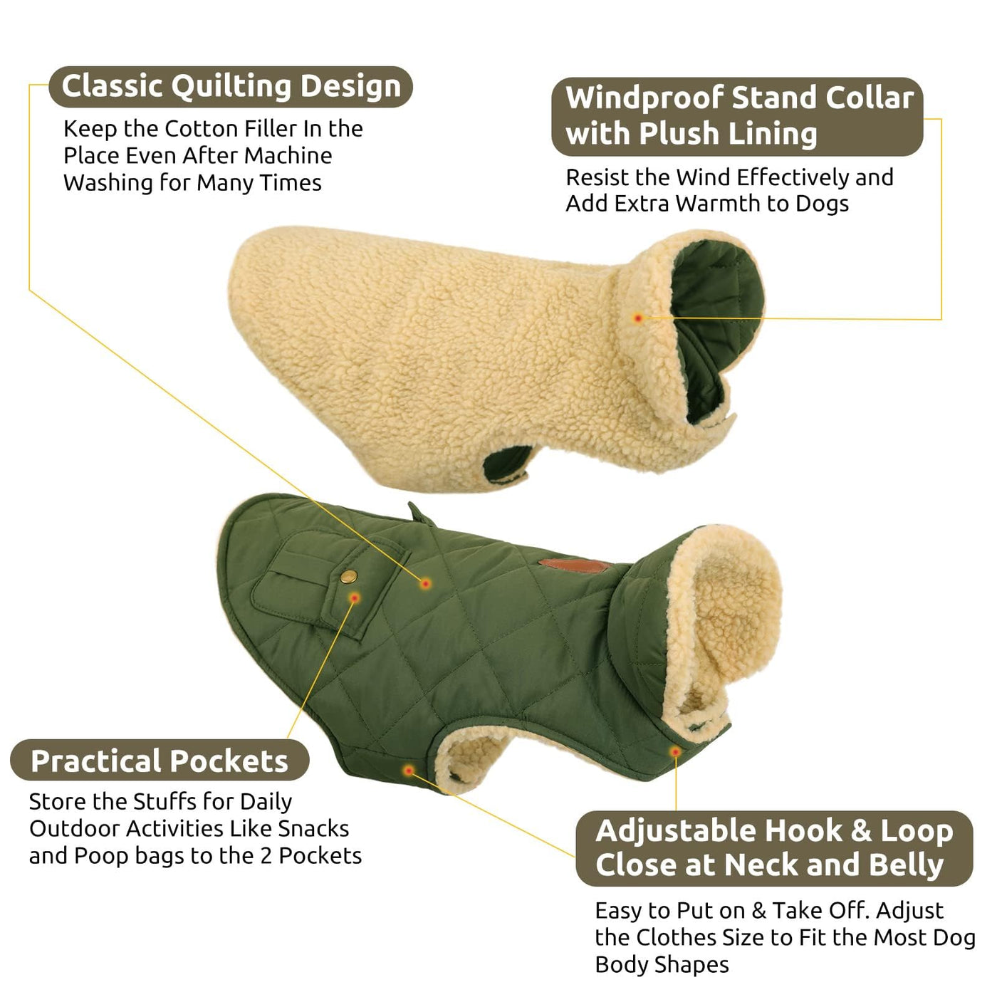 Winter Coat Dog Coat, Warm Winter Jackets with Fleece for Dogs