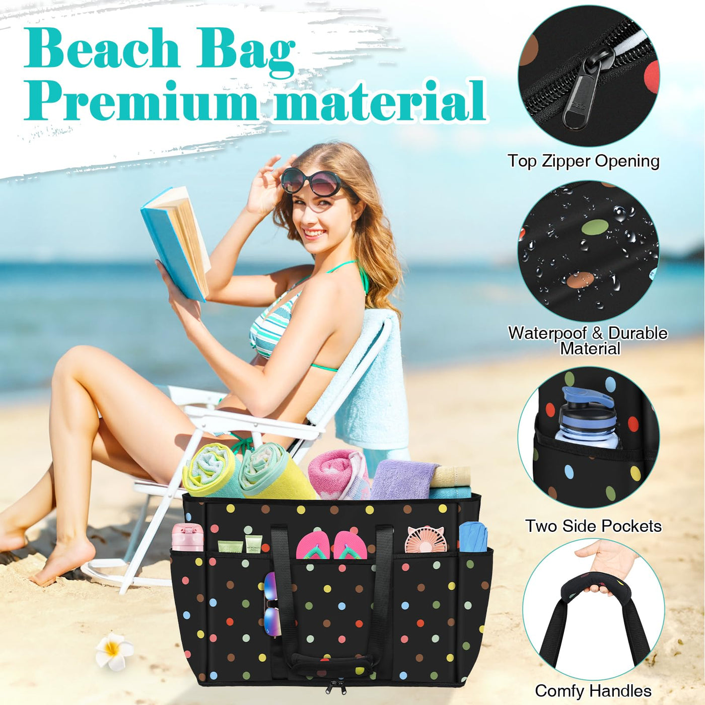 Grand Sac de Plage Léger Sac de Piscine