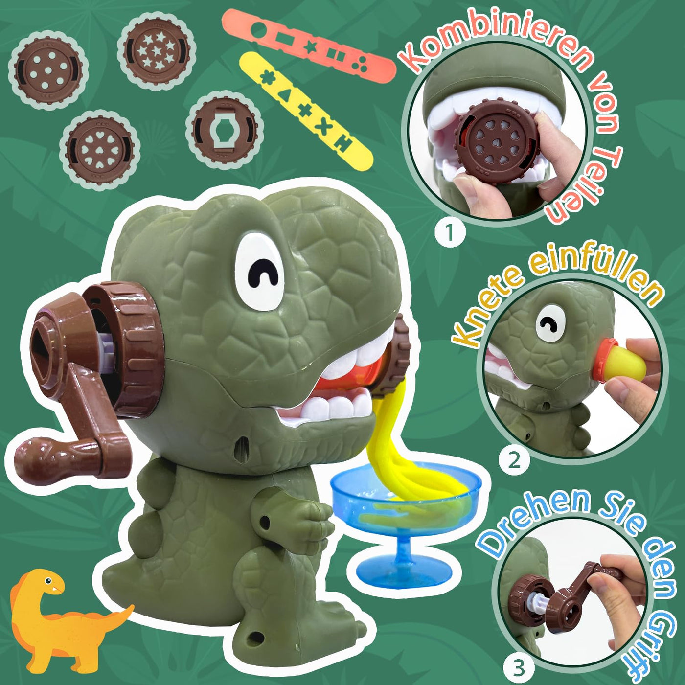 Accessoires de Pâte à Modeler 42 Pièces avec 12 Boîtes de Pâte à Modeler, Machine à Pâtes Dino, Pâte pour enfants, Ensemble d'Argile de Dinosaure, Outil de Pétrissage de Jouets de Dinosaure pour Enfants, Pétrissage à partir de 3 Ans