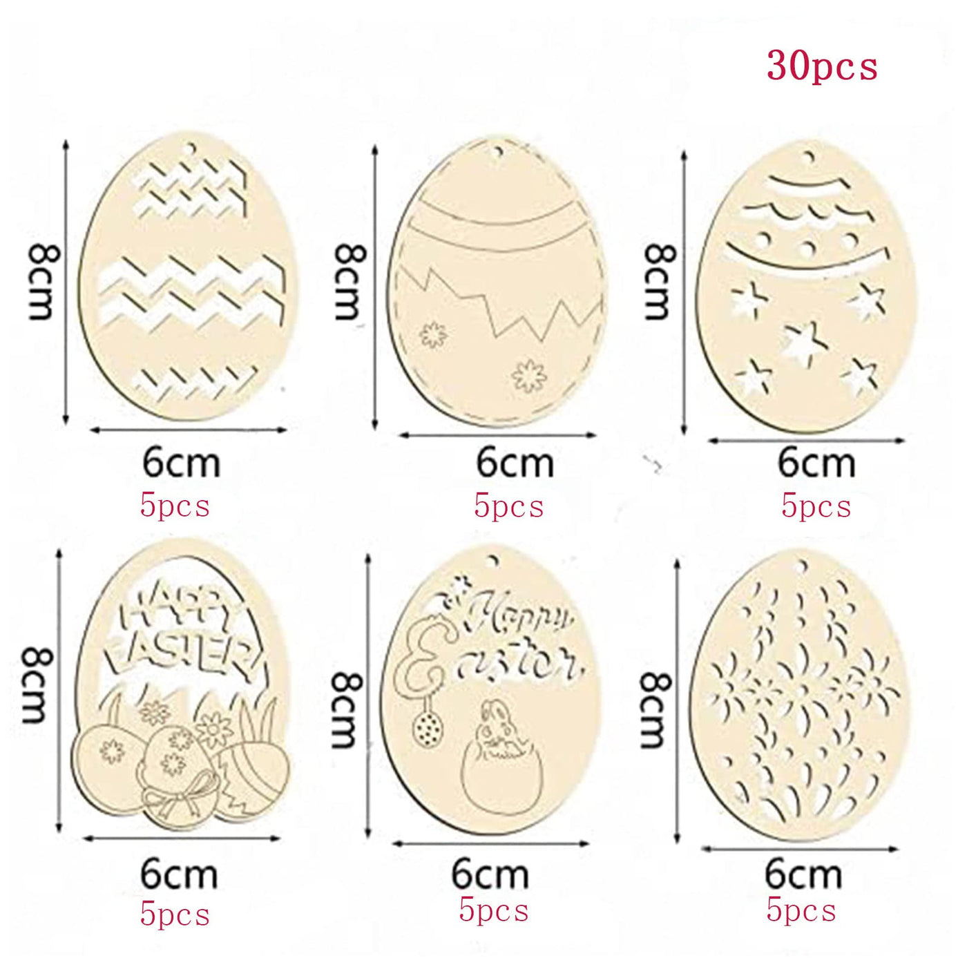 Ostereierdekoration mit Schnur DIY Bastelarbeiten zum Bemalen Holzanhänger für Kinder Ostereier Osterhase