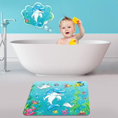 Bath mat for bathtub for children Cartoon anti-slip baby bath mat Extra long anti-slip bathroom toddler shower floor mat with suction cups drain holes