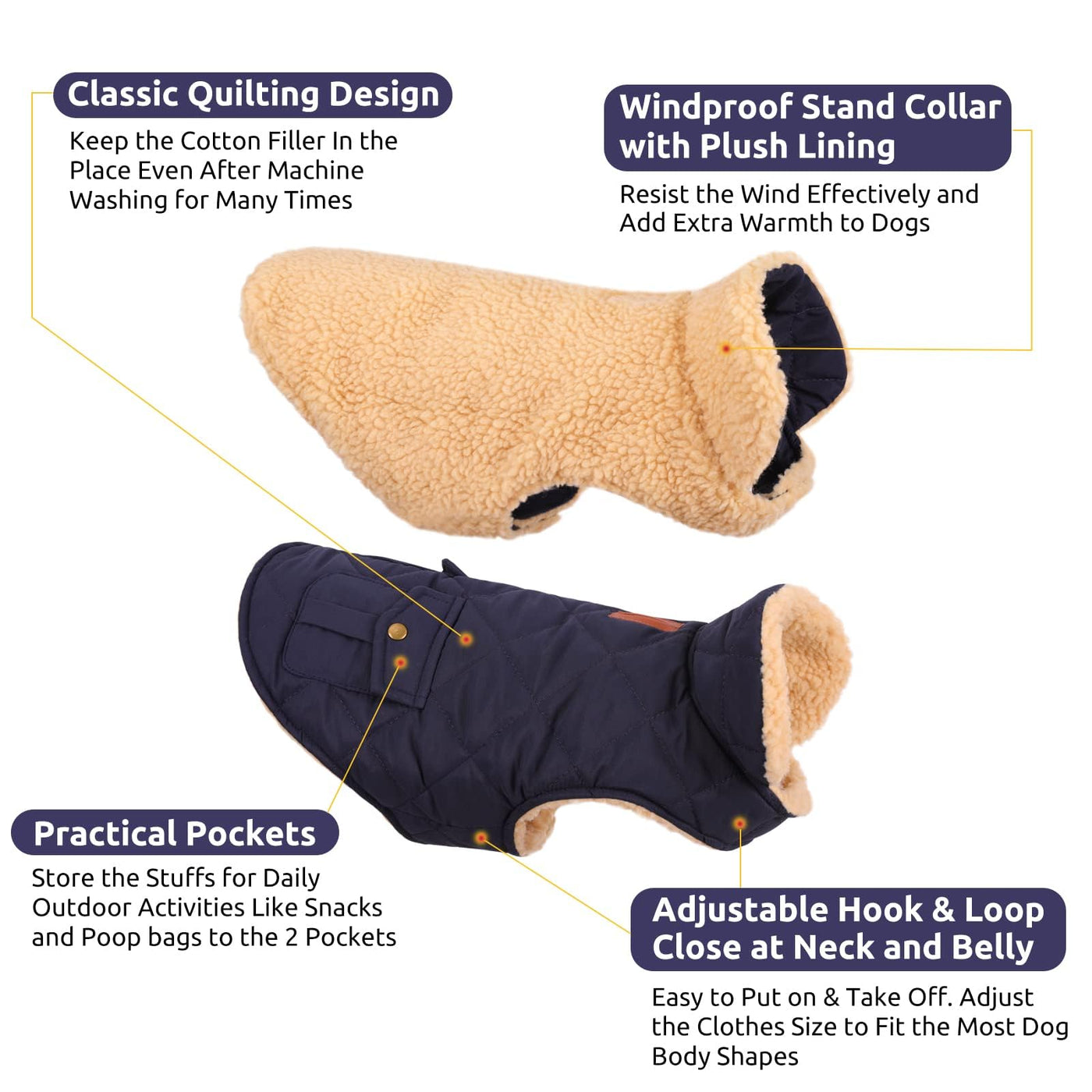 Winter Coat Dog Coat, Warm Winter Jackets with Fleece for Dogs