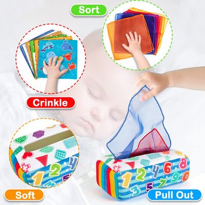 Interactive sensory toddler wipe box