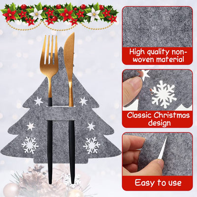 Cutlery holder Christmas felt, 12 pieces cutlery bag fir tree cutlery bag Christmas tree table decoration