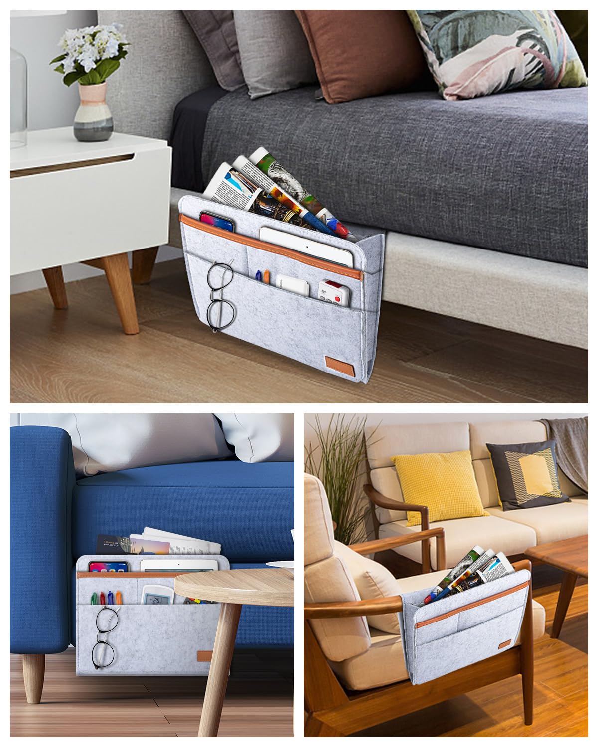 Bett Organizer Hook-in, Bett Tasche Hook-in dicken Filz Anti-Rutsch mit Schnalle