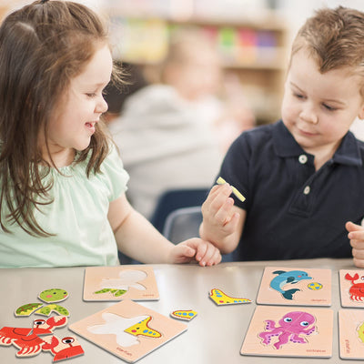 Puzzle en bois, puzzle en bois 8pcs, jouet en bois, puzzle en bois, cadeau animaux marins