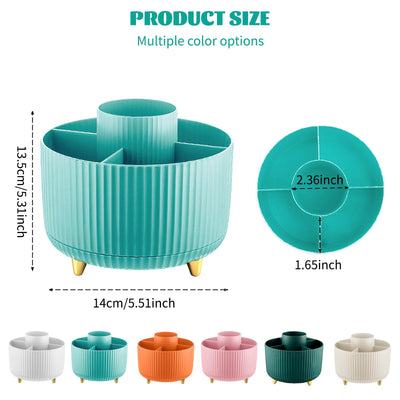 360° Make up Organizer, Brush Holder Cosmetic Storage with 5 compartments