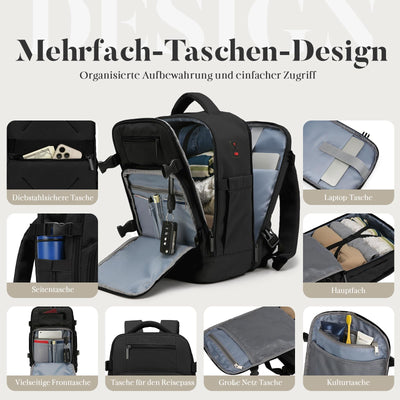 Hand Luggage Backpack Lightweight Laptop Compartment & Anti-theft Device