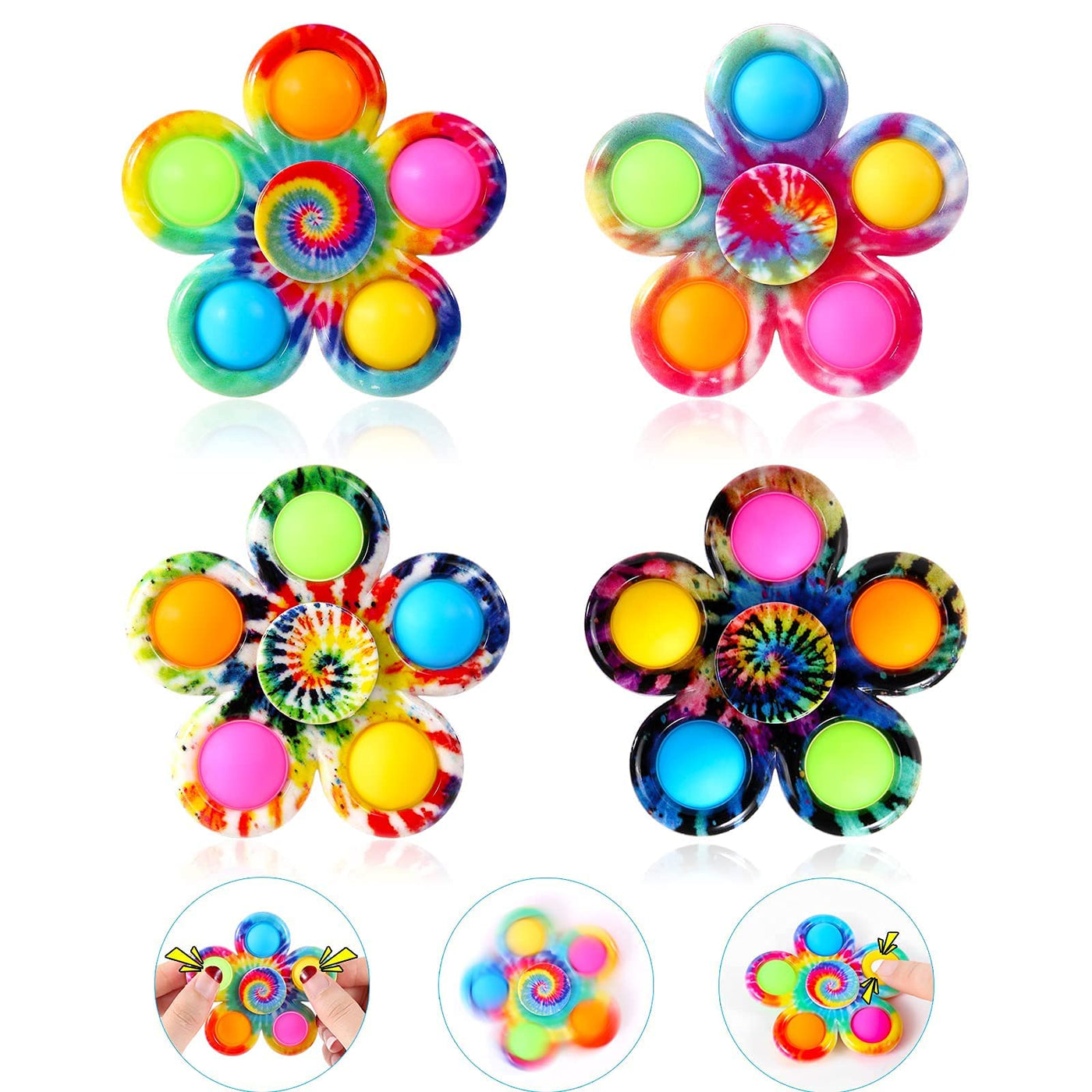 Set of 4 Pop Fidget Spinner Push Fidget Pop Simple Easter Fidget Toy for Kids Adults, Pop Party Gifts Gift Bag Filler Sensory Fidget Set Toy