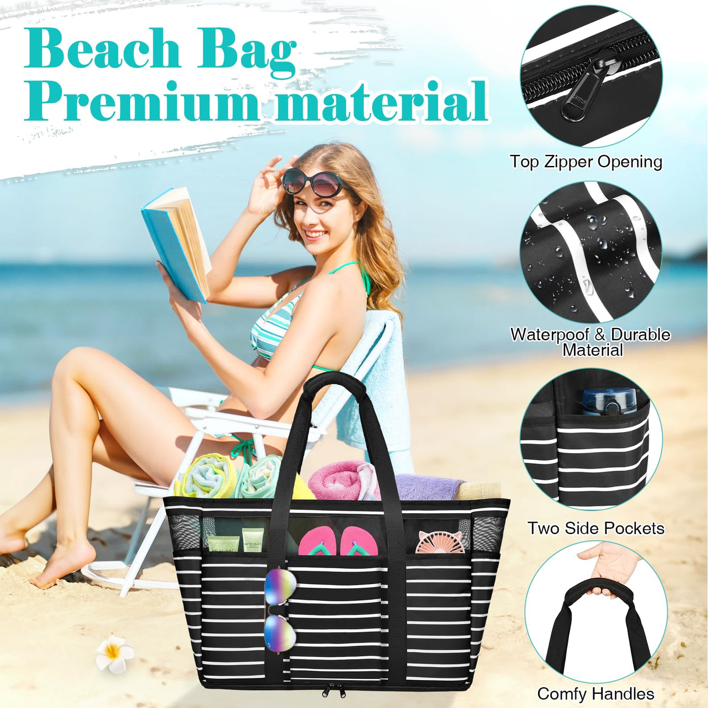 Large Lightweight Beach Bag Swimming Pool Bag
