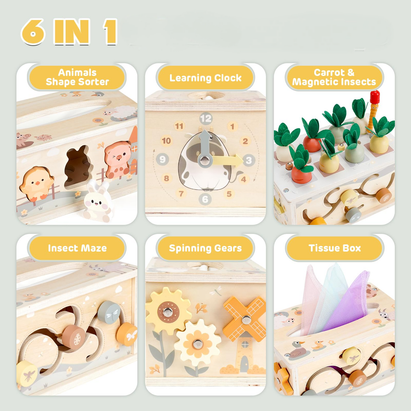 6 in 1 Cloth Box Baby Toys from Motor Toys