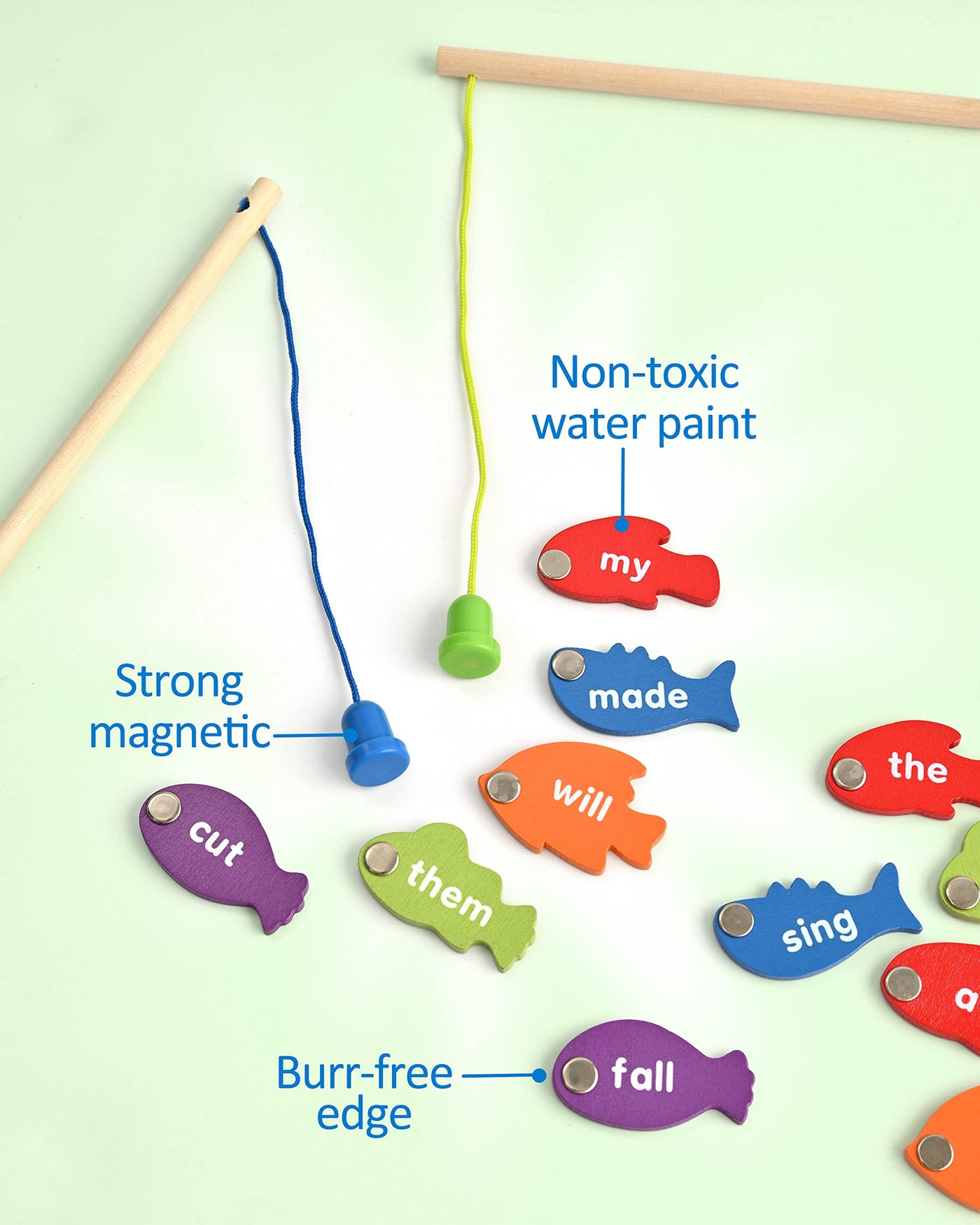 Wooden Magnetic Fishing Sight Words Learning Game