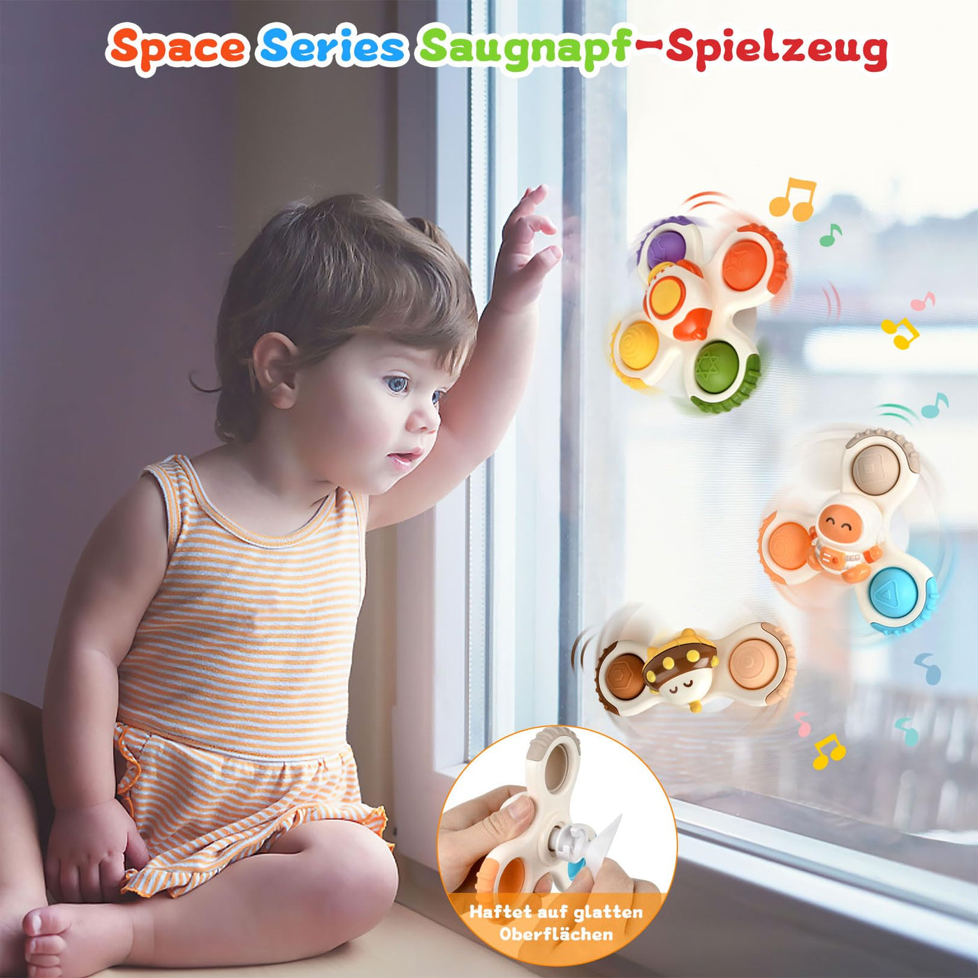 Saugnapf Spielzeug Baby 3 Stück sensorische Spinner Spielzeug für Baby Spinnerei Spielzeug