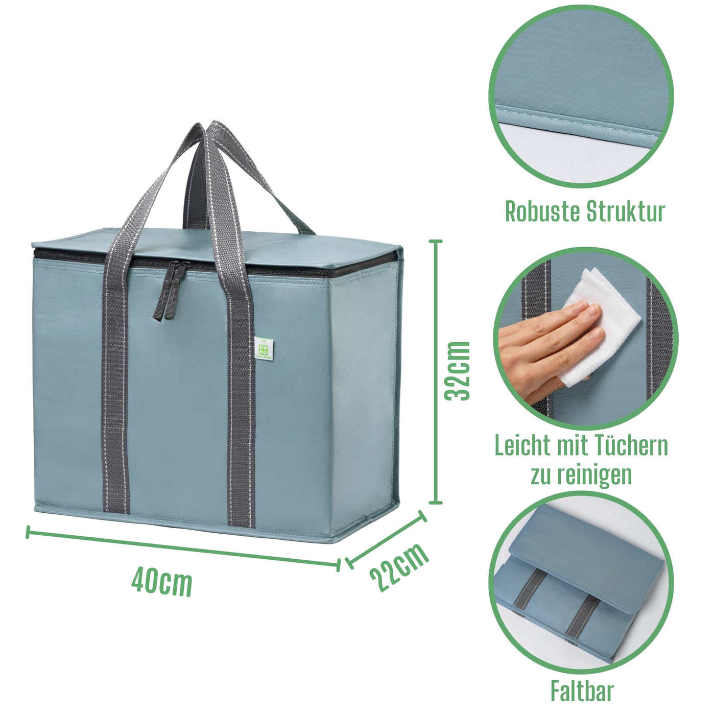 2 Stück Einkaufstasche Wiederverwendbare faltbare Kühltasche Einkaufskorb