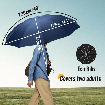 Compact Travel Umbrella Large Stormproof - Inverted folding umbrella, automatic pocket umbrella for rain