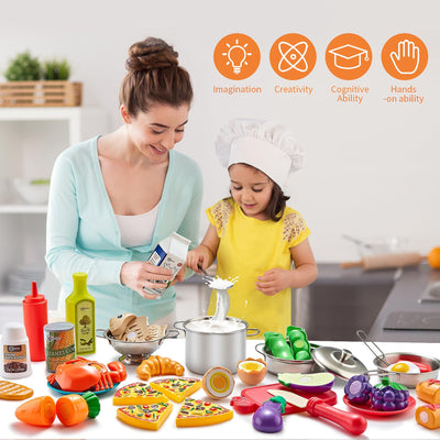 52pc Kids Kitchen Playset with Play Food