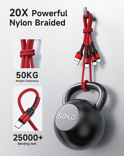 Multi USB Cable, Universal Charging Cable Nylon Quick 3 in 1