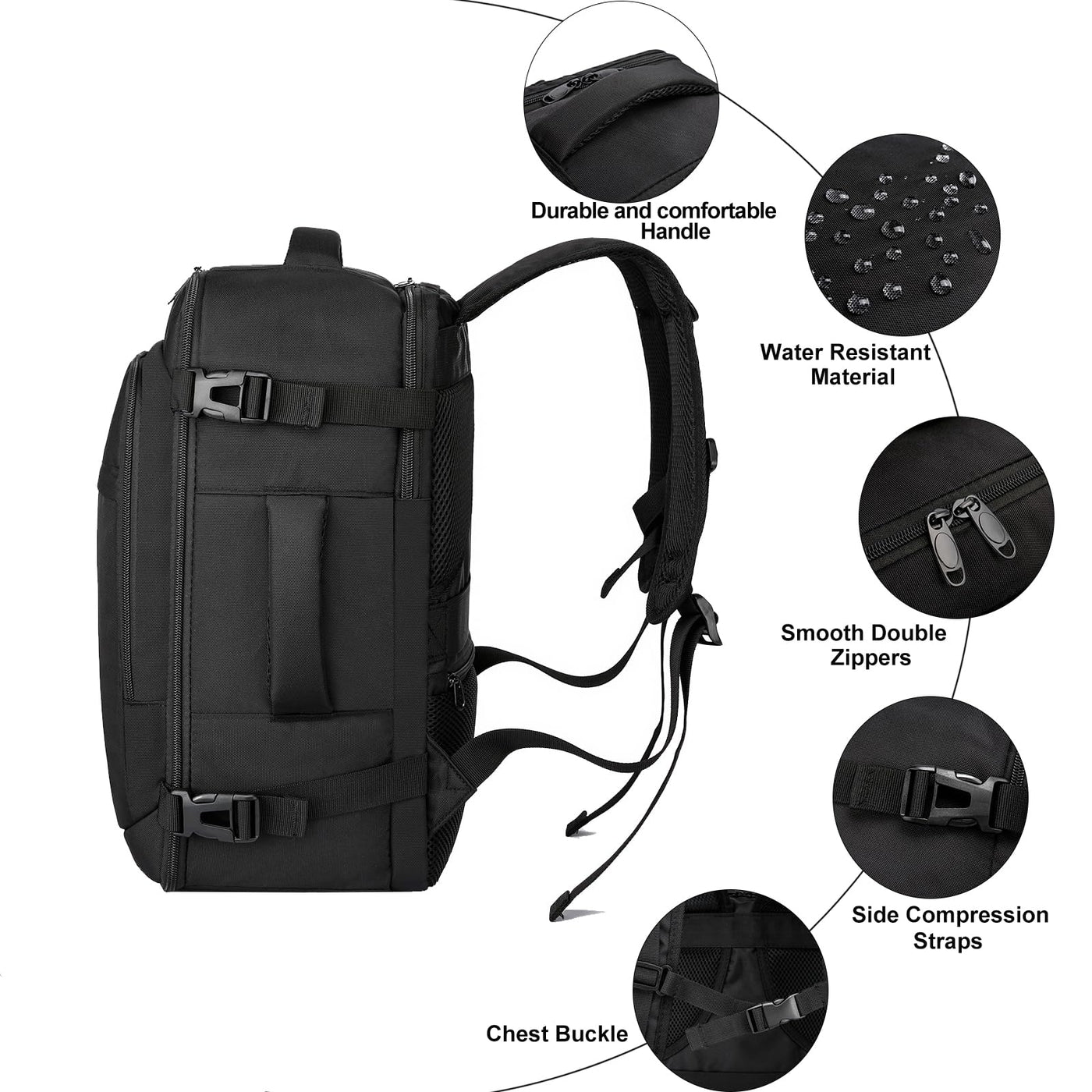 Hand luggage backpack with separate one-inch computer compartment