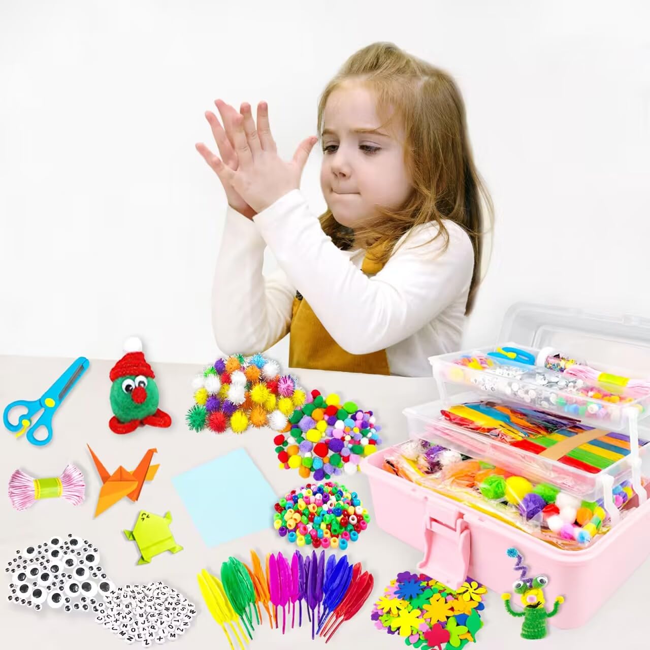 2000 pieces craft kit children DIY arts and crafts craft supplies for crafting pipe cleaners googly eyes beads creative scrapbooking