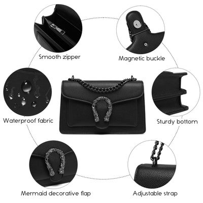 Sac à bandoulière en chaîne sac à bandoulière sac à main petit sac à bandoulière sac à bandoulière en cuir sac de soirée élégant avec bandoulière en chaîne réglable