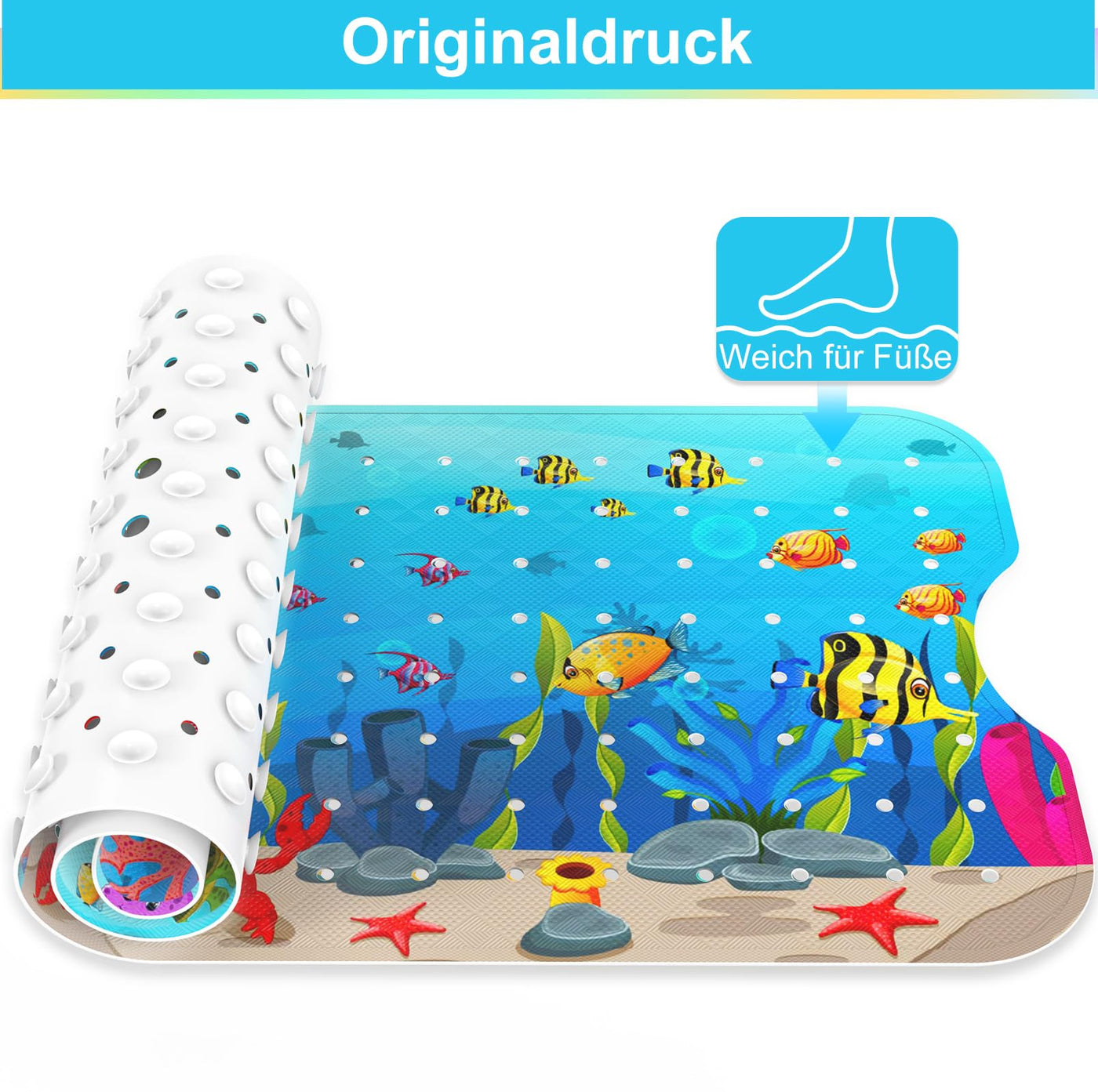 Bath mat for children, non-slip bath mat for children, extra comfortable non-slip mat, baby shower mat with suction cups