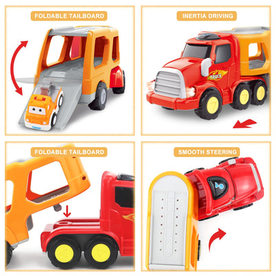 Toy car, 7 in 1 toddler transporter truck toy with light and music