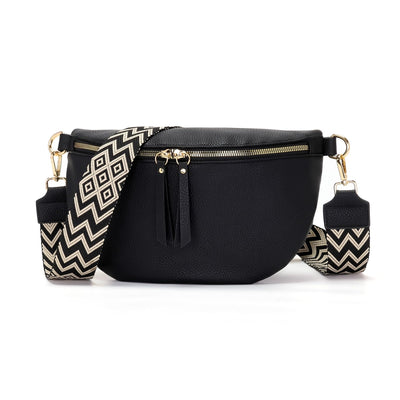 Grand sac banane en cuir végétal sac à bandoulière sac à bandoulière stylisé avec une large sangle