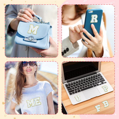 Patchs autocollants en chenille à lettres, à repasser sur vêtements, tissus, chaussures, sacs