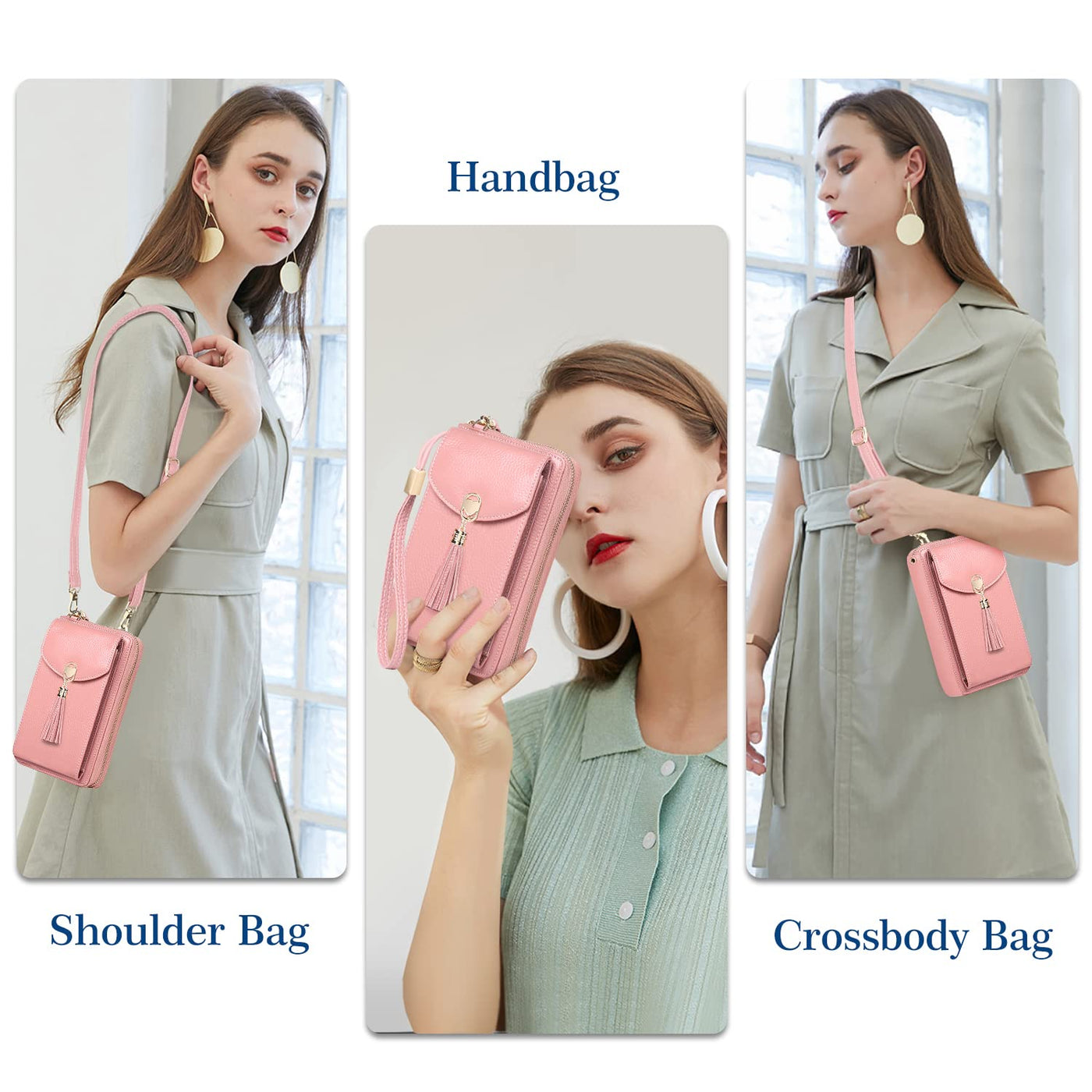 Handy Umhängetasche Leder Handy Umhängetasche RFID Schutz klein Crossbody