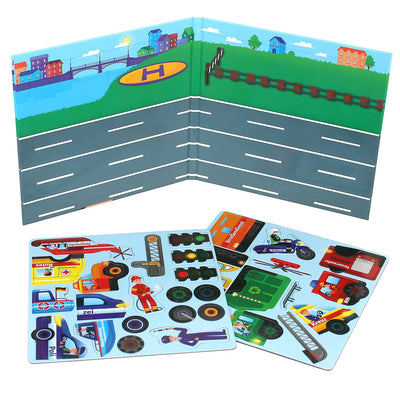 Magnetic game vehicles 32 magnets - motor skills toy to keep you busy while driving - game for on the go with different magnetic puzzles - magnetic book