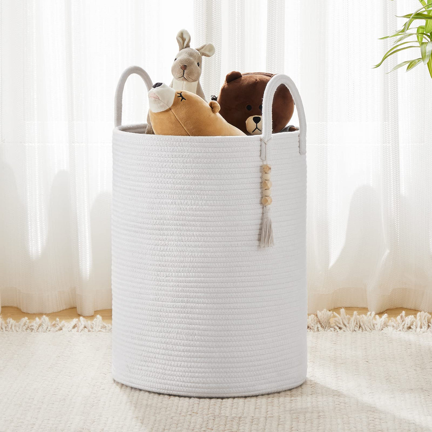 Braided Laundry Collector Toy Storage Storage Basket with Handle Handmade
