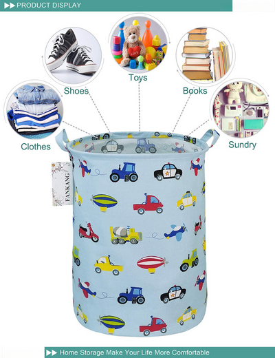 Laundry basket children's room basket canvas foldable with waterproof coating large storage baskets for children