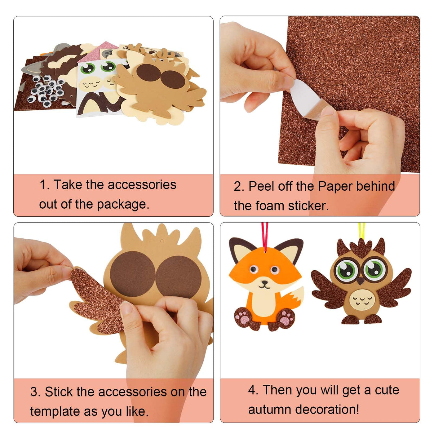 Christmas animal craft kits for children Christmas creative kits for crafting with foam rubber stickers