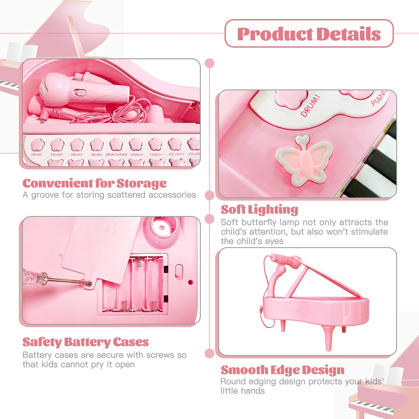 Piano toy toddler piano music toy instruments with 24 keys and microphone