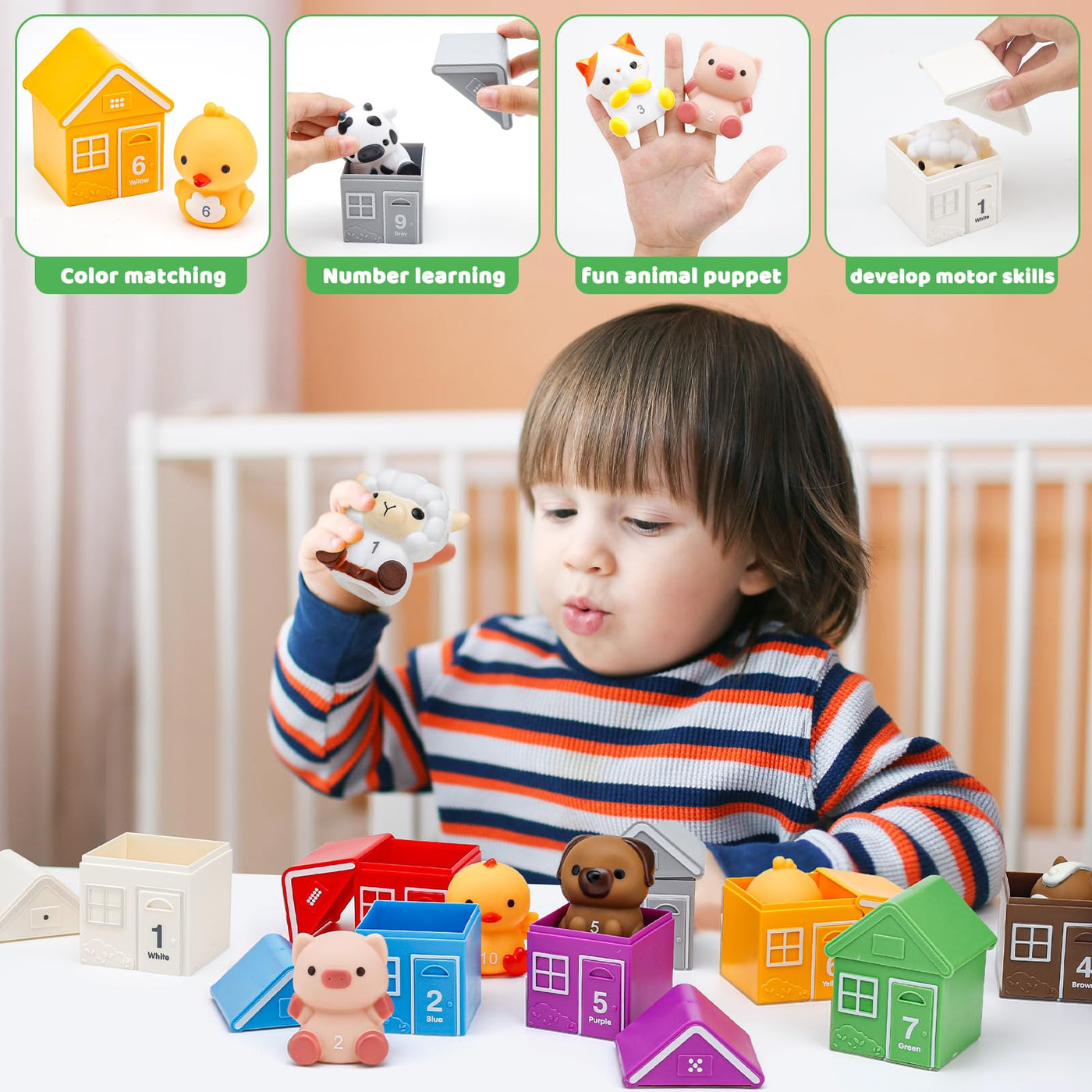 20pcs farm toys educational toys for toddlers - stacking toys motor skills toys