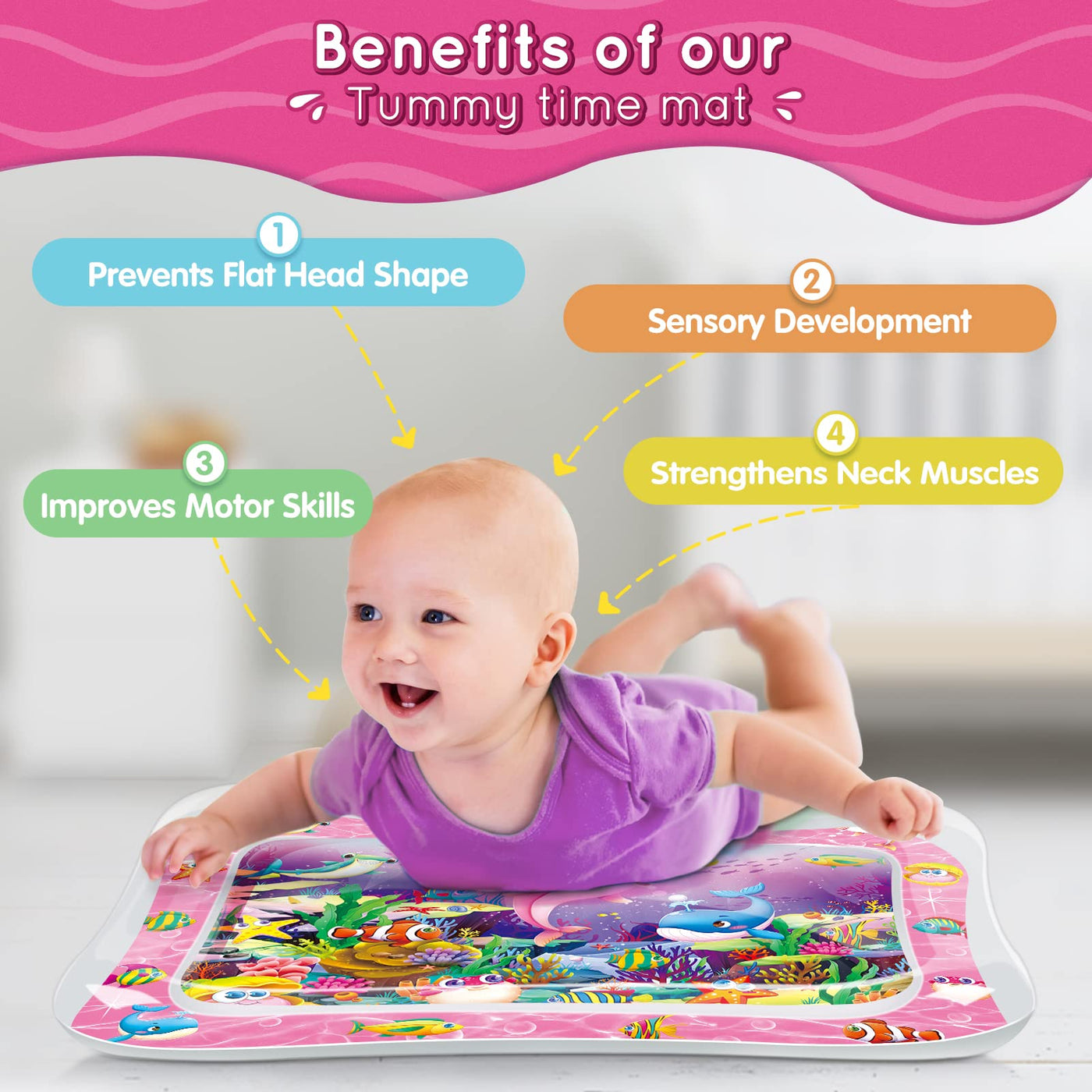 Water mat baby, baby toy sensory development, great gift idea for newborns