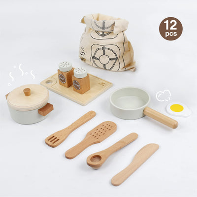 Wooden cooking set Pots and pans set Children's cooking utensils role play